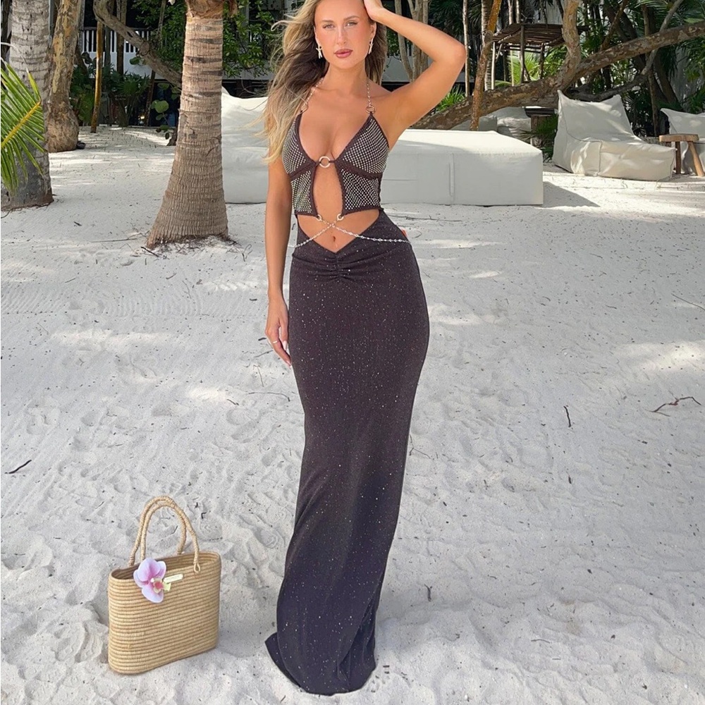 Outcast Halona Maxi Dress Chocolate Brown